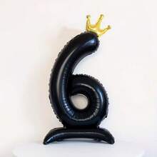 1pc Giant 32 Inch Black Vertical Crown Foil Number Balloons 0-9, Suitable For Birthday Party Balloon Decorations, Free Combination Birthday, Anniversary Photo Backdrop Decoration Balloons - View 7