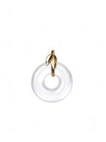 [VE]1pc High-Quality Natural Himalayan White Crystal Peace Buckle Pendant, S925 Silver Bamboo Joint Inlay, Helps Wearer Rise Step By Step, Peace And Prosperity, Suitable For Students And Professionals, Children And Elders, Unisex, Natural Jewelry Color Random - Pendant - View 5