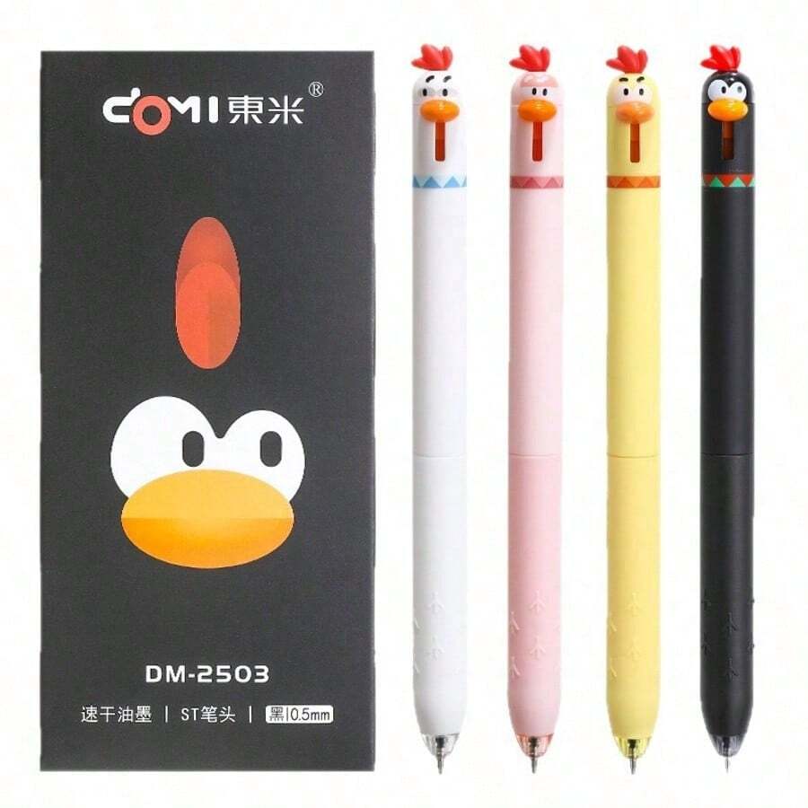 10支創意小雞凝膠筆,可伸縮卡通角色筆,4色,書寫流暢,適合學校辦公室筆記,學生教師趣味文具禮物 - 多款 - 查看 1