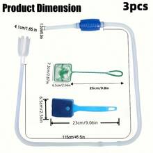 3pcs Aquarium Cleaning Set, Fish Tank Siphon, Double-Sided Aquarium Sponge Brush, For Aquarium Fish Tank Maintenance - Multicolor - View 7