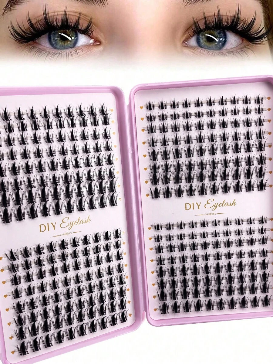 320/384/512pcs Fairy Cluster C-Curl Curly Cartoon Eyelashes 8-16mm Thin Natural Eyelash Extensions, DIY Cluster False Eyelashes, Easy To Wear And Reusable For Daily Makeup - View 1