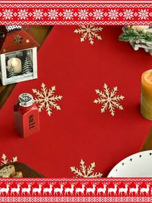 1pc,Reindeer,Snowflake Element Design,Christmas Decoration,Christmas Table Runner,Christmas Tablecloth,Christmas Long Tablecloth,Faux Linen Polyester Fiber Material,Gift,Protective Cover,Rectangular Tablecloth,Washable,Suitable For Home Dinner,Coffee Table,Kitchen And Dining Room Decor,Dining Table Decoration Party And Scene Decor,Home Decor,Outdoor Patio Table Runner Decor,Entryway Decor,Fireplace Cloth Decor - Red - View 9