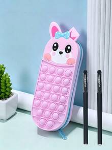 Rabbit Shaped Pencil Case, Pressable Bubble Silicone Pencil Case With Zipper, Large Capacity School Stationery Bag, Suitable For Classroom Pens And Small Stationery, Perfect For Student Back To School Stationery Storage, Gift For Deskmates And Friends - Single Piece - View 8