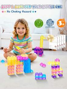 Soft Rubber Building Block Toy Set - 40 Pieces, Soft, Suitable For Boys And Girls - Multicolor - View 1