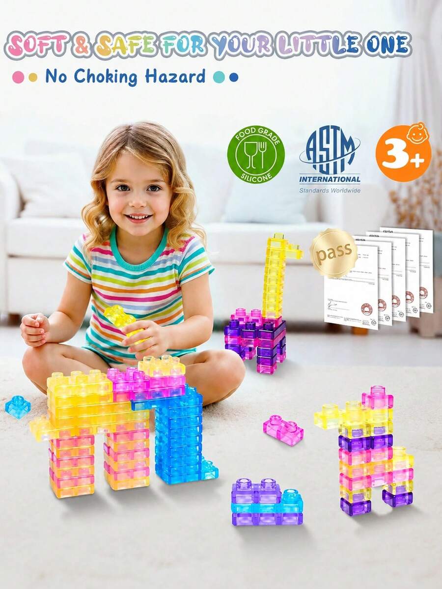 Soft Rubber Building Block Toy Set - 40 Pieces, Soft, Suitable For Boys And Girls - Multicolor - View 1