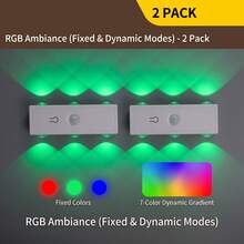 YITUMU 400mAh Rechargeable Smart Motion Sensor Wall Light, 3-Color White + RGB Magnetic Wall Lamp, Bedroom Atmosphere Night Light, Holiday And Party Decoration (1/2/4pcs) - Multicolor - View 12
