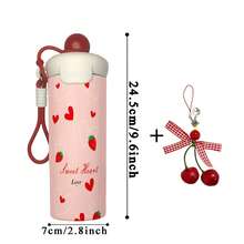 1PC 600ML Heart Strawberry, Simple Heart, Strawberry Flower Pattern Stainless Steel , Double-Use Coffee Cup, Portable Straw Cup, Stylish Lanyard , Suitable For Office, Home, Gift Recommendation, Coffee/Milk/Tea - Multicolor - View 10