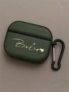 [Custom] Personalized Letter Engraved Name Vintage Low-Key Luxury Leather Texture Earphone Protective Case, Faux Leather Material, Suitable For AirPods 3/4 Pro/2, Protective Cover - Multicolor - View 15