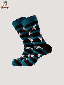 1 Pair Men's Mid-Calf Socks, European & American Autumn/Winter Brand Long Socks, Ins Style Personalized Sports Casual Socks - Multicolor - View 5