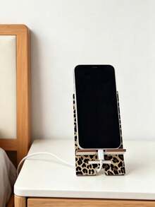 1pc Leopard Print Phone Stand, Leopard Print Dual Height Adjustable Phone Holder, Foldable Desktop Phone Stand, Convenient Phone Charging Accessory, Suitable For Office, Study, Travel, Leisure, Portable, With Dual Height Adjustment - Multiple Styles - View 4