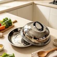 Cookware Lid, Kitchen Gadget, Kitchen Utensil, Serving Plate, Stainless Steel Kitchenware, Shatter-Resistant, Rust-Proof, Kitchen Thermal Cooking Lid, Kitchen Home Daily Use, Steamer Plate, Large Serving Platter For Gatherings, S304 Material, High-End Home Cookware, Suitable For Holidays, Halloween, Christmas, Thanksgiving, Birthday - View 3