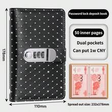 Best-Selling Leather Large Capacity Cash Storage Binder With Combination Lock & Portable Banknote Album/Cash & Coin Protection Storage Binder & Budget Planning Wallet & Suitable For Teens And Adults, Small Diamond Style, Birthday/New Year/Christmas Gift - Multicolor - View 16