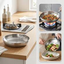 LAISONWARE 1PC Professional Stainless Steel Skillet - Multi-Size (22-30cm/8.66-11.81in), Tri-Ply Construction For Even Heating On All Cooktops | Perfect For Holiday Steak & Festive Family Cooking - View 9