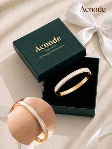 1pc Gift Box Stainless Steel Plated 18K Gold Bracelet Warm Texture Commemorative Day Gift For Girlfriend Exquisite Jewelry - Multicolor - View 9