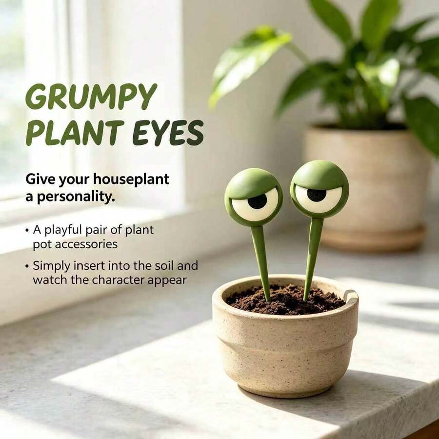 3D Printed Funny Eye Flower Pot Decoration Plug-In Garden Miniature Sculpture Potted Plant Ornament - Googly Eyes - View 1