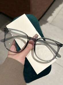 1pc Fashion Glasses, Clear Lenses, Unisex, Black, Gray And Transparent Frames, Eye Protection Fashion (Without Glasses Case) - Clear - View 3