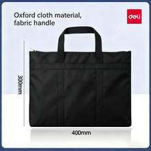 DELI Business Briefcase For Men And Women, Thickened Satin Water-Repellent Tote Bag, Large Capacity Zippered Document Bag, Can Hold A4 Laptops And Tablets, Suitable For Office Meetings And Commuting. - View 1
