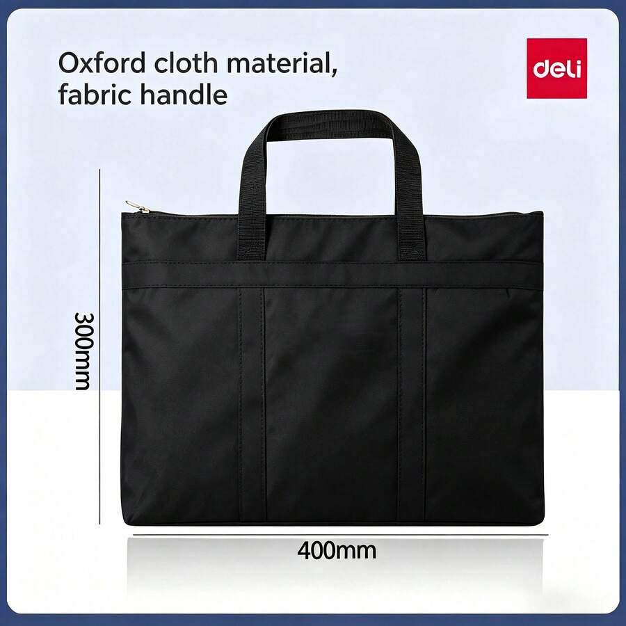 DELI Business Briefcase For Men And Women, Thickened Satin Water-Repellent Tote Bag, Large Capacity Zippered Document Bag, Can Hold A4 Laptops And Tablets, Suitable For Office Meetings And Commuting. - View 1