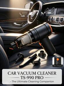 High Power Cordless Vacuum Cleaner (USB Rechargeable; Suitable For Home And Car Use; Handheld Design; Strong Suction; Dual Function Vacuum And Blower; Built-In 2*1200mAh Battery) - Vacuum Cleaner - View 3