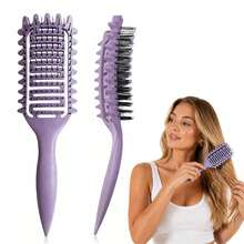 1pc Upgraded New Curly Hair Comb, Special Bristle Structure, Suitable For Various Hairstyles, Reduces Hair Loss And Pulling, Detangles Hair, Unisex, Easily Create Curly Hair - Multi-color - View 2