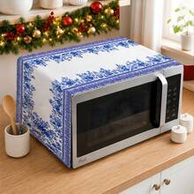 1 Buah Penutup Debu Microwave Porselen Biru dan Putih, Dekorasi Taplak Meja Bunga Peony Gaya Cina, Penutup Microwave Persegi Panjang, Penutup Debu untuk Meja Kopi - 1 buah - View 5