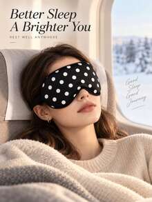 1pc Black & White Polka Dot Elastic Travel Sleep Eye Mask, Fashionable Casual Cute Style, Light-Blocking Premium Skin-Friendly, Designer Niche Style, Deep Sleep For Travel, Suitable For Business Trip, Travel, Daily, Office, Travel Essential, Vacation Essential - Multicolor - View 2