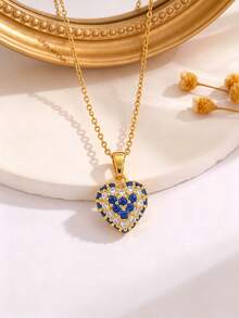 Gold Plated Colorful Zirconia Clover Heart Flower Oval Star Charm Necklaces, Dainty Sparkly Layerable Neck Jewelry For Women Daily Party Gift - Gold - View 13