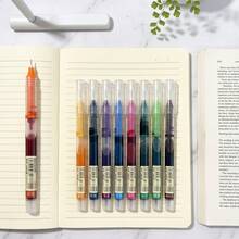 9PCS Direct Liquid Colorful Pen Set, Transparent Visible Barrel, 0.5mm Needle Tip, Multi-Color Quick-Dry Ink, Student Note-Taking, Highlighting, Planner, Hand-Drawing, Doodle, Marking, Writing Stationery - Sets - View 4