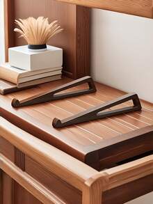 Ergonomic Bamboo Laptop Stand, Height Adjustable Portable Desktop Riser, Wide Base A-Frame Structure, Suitable For Books/Tablets/Laptops, Bamboo Wood Desktop Support Stand, Suitable For Office, Bedside, Travel And Multiple Uses - Multicolor - View 4