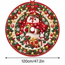 1件 3D可愛雪人圖案聖誕樹裙，優雅配色節日裝飾，5種尺寸，中性節日禮物，適用於居家與派對聖誕裝飾 - 立體可愛大雪人 - 查看 15
