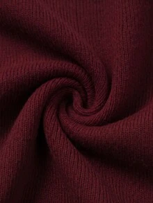 Wixra Jaket Rajut Wanita dengan Kerah Denim Kontras dan Resleting, Lengan Panjang, Bahu Longgar, dan Kardigan Sweater - Burgundy - View 8