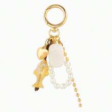Small Fish Pearl Keychain, Multi-Layer Beaded Gold Heart Pendant, Backpack Car Key Bag Charm, Summer Beach Travel Accessory, Suitable For Straw Bags, Canvas Bags, Fashion Enthusiasts, Birthday Graduation Teacher's Day Gift - Multicolor - View 9