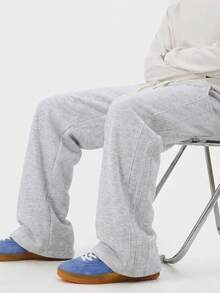These Men's Casual Sports Pants Feature A Loose Straight-Leg Fit, Providing A Comfortable And Draped Feel. Suitable For Both Home And Outdoor Wear, They Also Make An Excellent Gift For Couples. The Pants Are Made From 100% Polyester Fabric. - Light Grey - View 7