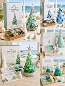 One Piece Of Sea Glass Christmas Tree Series Set, Handmade Desktop Sea Glass Art, DIY Holiday Decoration, Sea Glass Christmas Tree Making Kit, Creative Gift, Suitable For Adults, Sea Glass Halloween Christmas Tree Making Kit, Holiday Desktop Ornament. - Multiple Styles - View 9