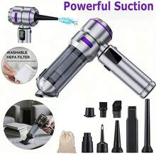 100W Handheld Vacuum & Air Duster Cleaner Mini Blower, For Car, Home, Office, Keyboard Cleaning With Ball & Inflatables Pump,Vaccum Cleaner With Multi-Accessories 15000PA 11.1V 2000mAh - Multicolor - View 1