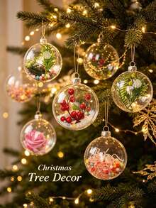 60/30/20/10pcs Fillable Christmas Decorative Balls - 7cm Clear Plastic, Thickened Sphere, Suitable For Christmas Tree Decoration And Holiday Home Party - No Electricity Required - Multicolor - View 3