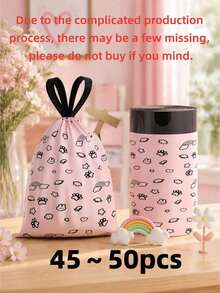 50pcs Cute Pattern Drawstring Garbage Bag, Super Thick Anti-Leakage And Tear-Resistant, With Easy-Pull Handle, Sealed Anti-Odor Heavy-Duty Disposable Trash Can Liner, Suitable For Bedroom, Kitchen, Bathroom, Office - Multiple Styles - View 11