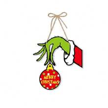 The Grinch 1 Set/4 Buah Dekorasi Natal Baru Gantungan Pintu Monster Hijau Natal Tiket - Beraneka warna - View 6