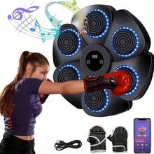 Upgraded Smart Music Boxing Machine With Colorful Lights, Comes With Gloves - Electronic Boxing Trainer With Buttons, Wall-Mounted, Music System, USB/Battery Powered, Adjustable Speed, LCD Display And Real-Time Feedback, Suitable For Home Gym, Indoor/Outdoor Fitness Equipment, Suitable For All Skill Levels (Black/Blue) - Ideal Gift For Fitness Enthusiasts - Multicolor - View 4