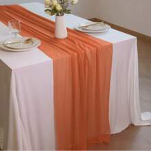 1/3pcs Gradient Sunset Sheer Gauze Table Runner,Boho Rustic Farmhouse Style Table Decor For Wedding,Birthday Party,Christmas,Halloween,Graduation Ceremony,Outdoor Dusk Theme Party DecorationSHEIN - Multicolor - View 7