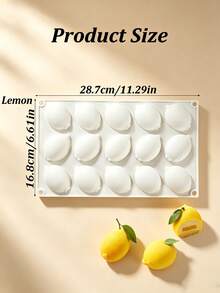 Strawberry Lemon Silicone Mold Set, 15-Cavity Fruit Cake Baking Tool For Mousse Jelly Chocolate - White - View 10