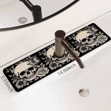 1pc Halloween Skull Pattern Quick-Dry Mat, Sink Faucet Absorbent Pad, Drainage Mat, Suitable For Kitchen, Bathroom Sink, Countertop, Drainage Mat, Diatomaceous Earth Material, Trimmable, Quick-Dry Mat - Multicolor - View 14