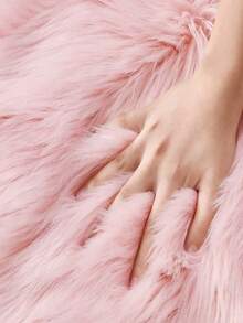 1pc Pink Faux Fur Living Room Decor Rug, Fluffy Machine Washable Small Carpet, Suitable For Bedroom, Living Room, Game Room, Luxury Room Decoration, White Rectangular Fur Rug, Vanity Mat, Home Decor Minimalist Ins Style Decorative Carpet, All Season Use - Pink - View 8