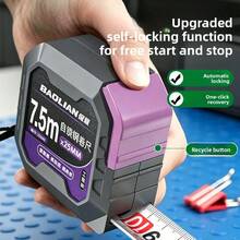 Self-Locking Steel Tape Measure, Black, 3/7.5M, High Precision, Thickened Wear-Resistant, Anti-Drop - 7.5Mx25 - View 3