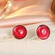 Gmzalx Vintage Red Oil Drop Round Long Ear Hook, Elegant Women's Earrings, Versatile For Commute, Date, Party - Two-color - View 6