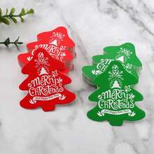 100pcs Christmas Tree Shaped Gift Tags - Christmas Greetings Holiday Decoration Stickers, Christmas Gift Cards DIY Handmade Accessories - Multicolor - View 7
