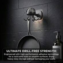 2PCS/SET Rotating Kitchen Wall Hook Rack, No‑Drill Strong Adhesive Wall Mount Organizer For Cooking Utensils - View 1