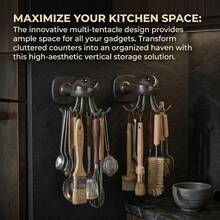 2PCS/SET Rotating Kitchen Wall Hook Rack, No‑Drill Strong Adhesive Wall Mount Organizer For Cooking Utensils - View 2