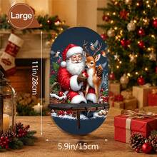Wall-Mounted Candle Holder 2D Flat Santa Claus Holding Little Deer Holiday Theme Decorative Rack, Christmas Gift For Family And Friends, Crystal Stone Key Hanger Pendant Decor Wall Hanging Wooden Multi-Function Storage - Multicolor - View 1