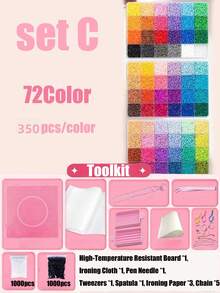 24/48/72/96 Colors Perler Beads Adult DIY Handmade Set, 350 Beads Per Color, Includes Tweezers, Square Pegboard, Ironing Paper, Colorful Keychain Decorative Accessories And Lanyard, Suitable For DIY Puzzle Handmade Jewelry, Birthday Holiday Party Handmade Enthusiasts Gift, Back To School Season Handmade Gift - A - View 11